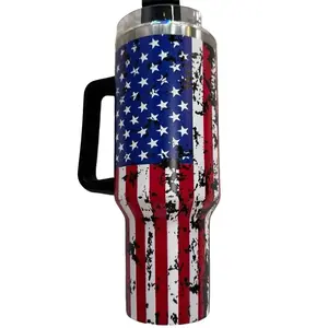 America Flag Tumbler 40oz - Patriotic Design with American Flag Pattern and 40 Ounce Capacity Drinkware Mug