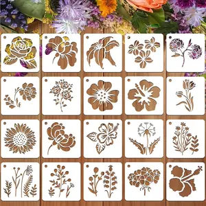 20 Piece Floral Painting Template Set, DIY Decorative Painting, Reusable for Handmade Art & DIY Wall Decor, Ideal Christmas Holiday Craft Supplies