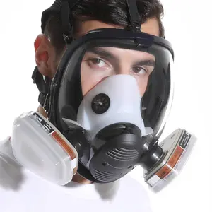 Reusable Full Face Cover Protective Respirator, 7 in 1 Large Size Mask with Carbon Filters, Suitable for Paint Sprayer, Chemical, Woodworking, Dust Protector