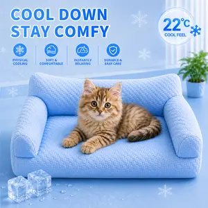 Pet Ice Silk Sofa, Beat Summer Heat, 22°C Cool Touch, 5D Massage Particles for Extra Comfort, Wear-Resistant Breathable High-Resilience PP Cotton, Summer Cooling Bed for Dogs & Cats. Scratching Posts Mushroom Sisal Scratcher
