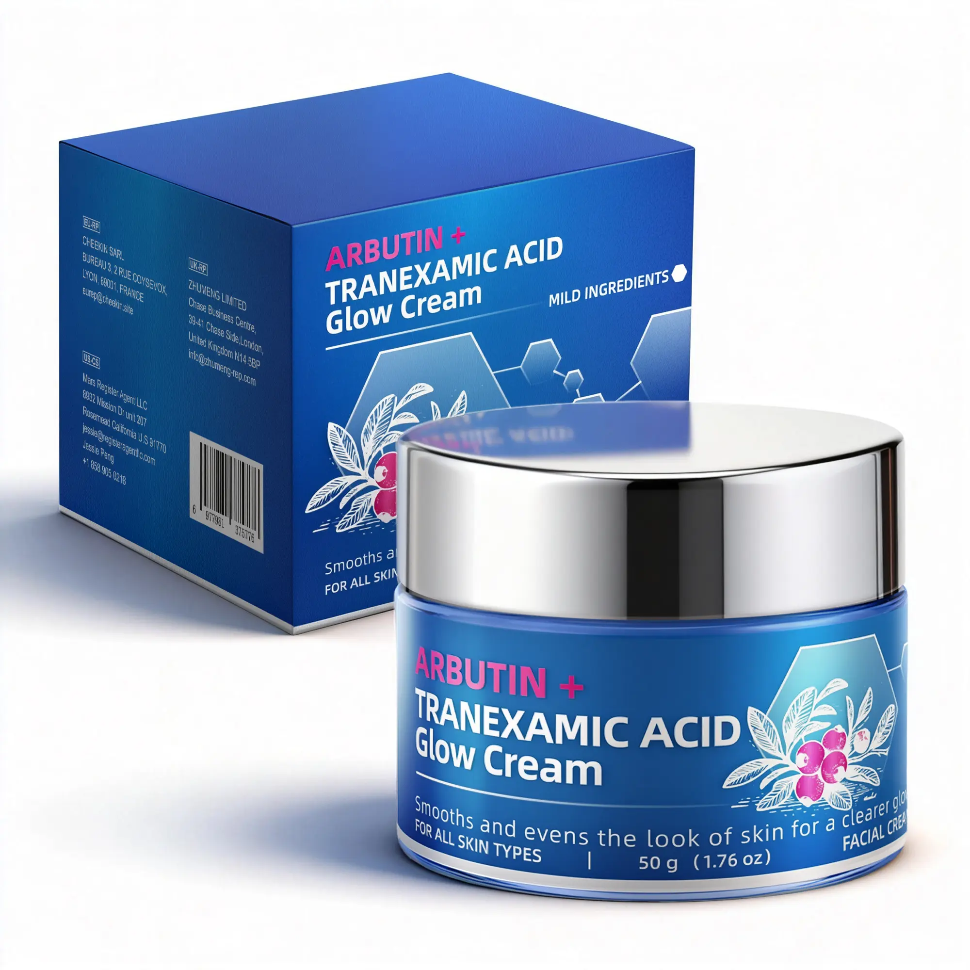 Arbutin 7%  + Tranexamic Acid 4% Cream for Dark Spot Corrector 1.76 fl oz, with Niacinamide, Glutathione, Anti Pigmentation, Freckle, Blemishes, Arbutin TXA Hydrating Moisturizer for Natural Glow Face, Wrinkle Removal, Daily Radiant Looking Skin