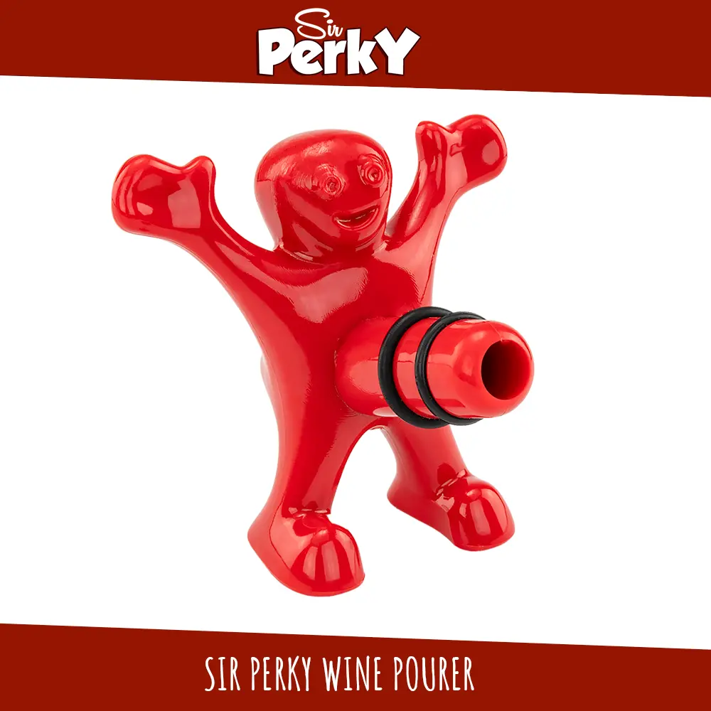 Wine Bottle Pourer & Sipper by Sir Perky -  Pour with a Cheeky Twist! Novelty Kitchen Utensils for Dirty Santa, White Elephant, Office Christmas Party