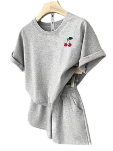 Women's Casual Fashion Cherry Print Shorts Set Top, Comfortable Summer, Trendy Streetwear Style, Young & Active Look