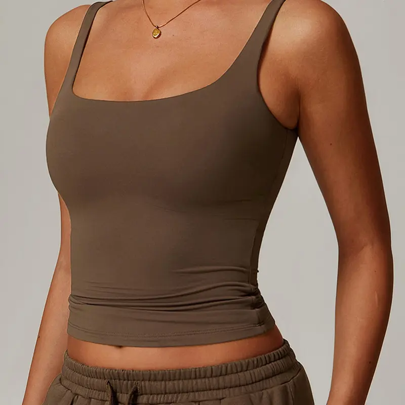 Women's Sporty Sleeveless Yoga Tank Top, Quick-Dry Breathable Gym Wear, Removable Padded Design, Lightweight Fabric, All-Season Fitted Style, Athletic Tank, Sleeveless Sports Tops, Gymswear Tanks