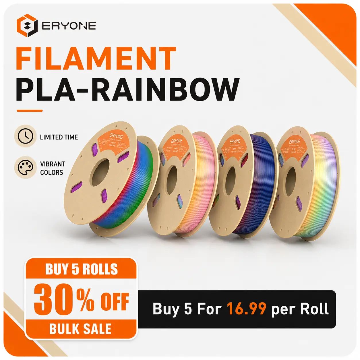 ERYONE   | silk twist color   |Multi Color Filament   |    | HS   Gradient RainbowSilk   |Brennung aus Titan  PLA|5-8m Color Change  3D Printer Filament 1.75mm +/- 0.03mm, 1kg (2.2lbs)/spool Matte Rainbow PLA