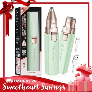 Facial & Eyebrow 2 in 1 Rechargeable Hair Remover for Women ,For Face Eyebrows Peach Fuzz Lips Trimmer with Light,Painless Electric Hair Removal