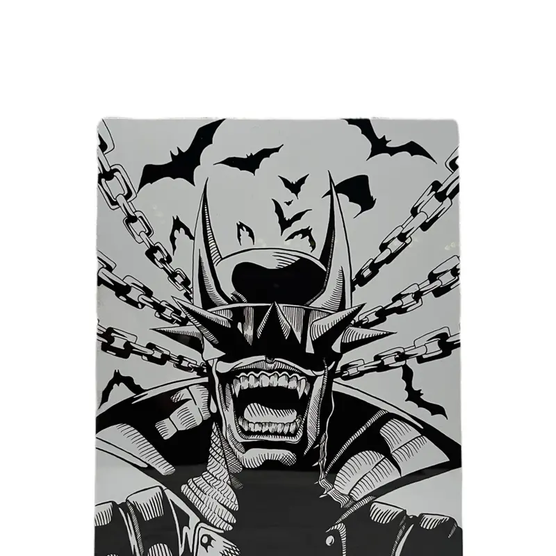 8x10 metal poster (aluminum) of an original pen and ink drawing of “Batman who laughs” by artist: Yami Horosha