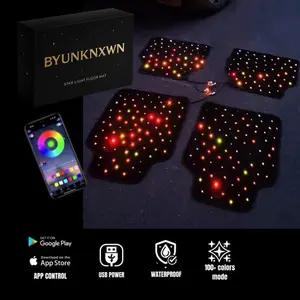 Universal Starlight Car Floor Mats Remote/Bluetooth Waterproof 4PCS