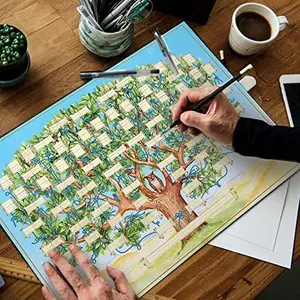Family Tree Pattern DIY Blank Can Fill in Wall Art, Canvas Painting, Wall Decor for Home Living Room Bedroom