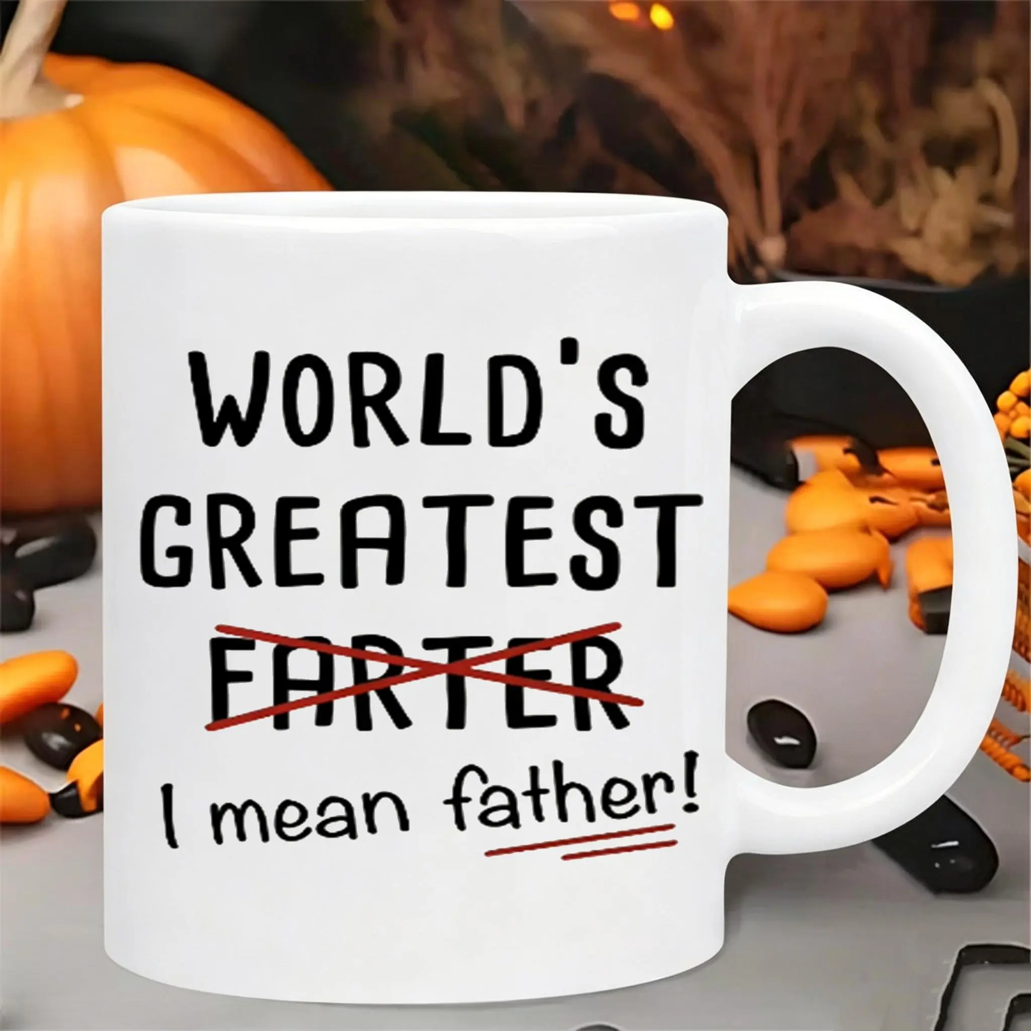 Printed Ceramic Coffee Mug - 11oz Novelty Funny Dad Mug, Microwave Safe Drinkware with Humorous "World's Greatest F I Mean Father" Design for Birthday Gifts, Coffeemug, Novelty Coffee Mug
