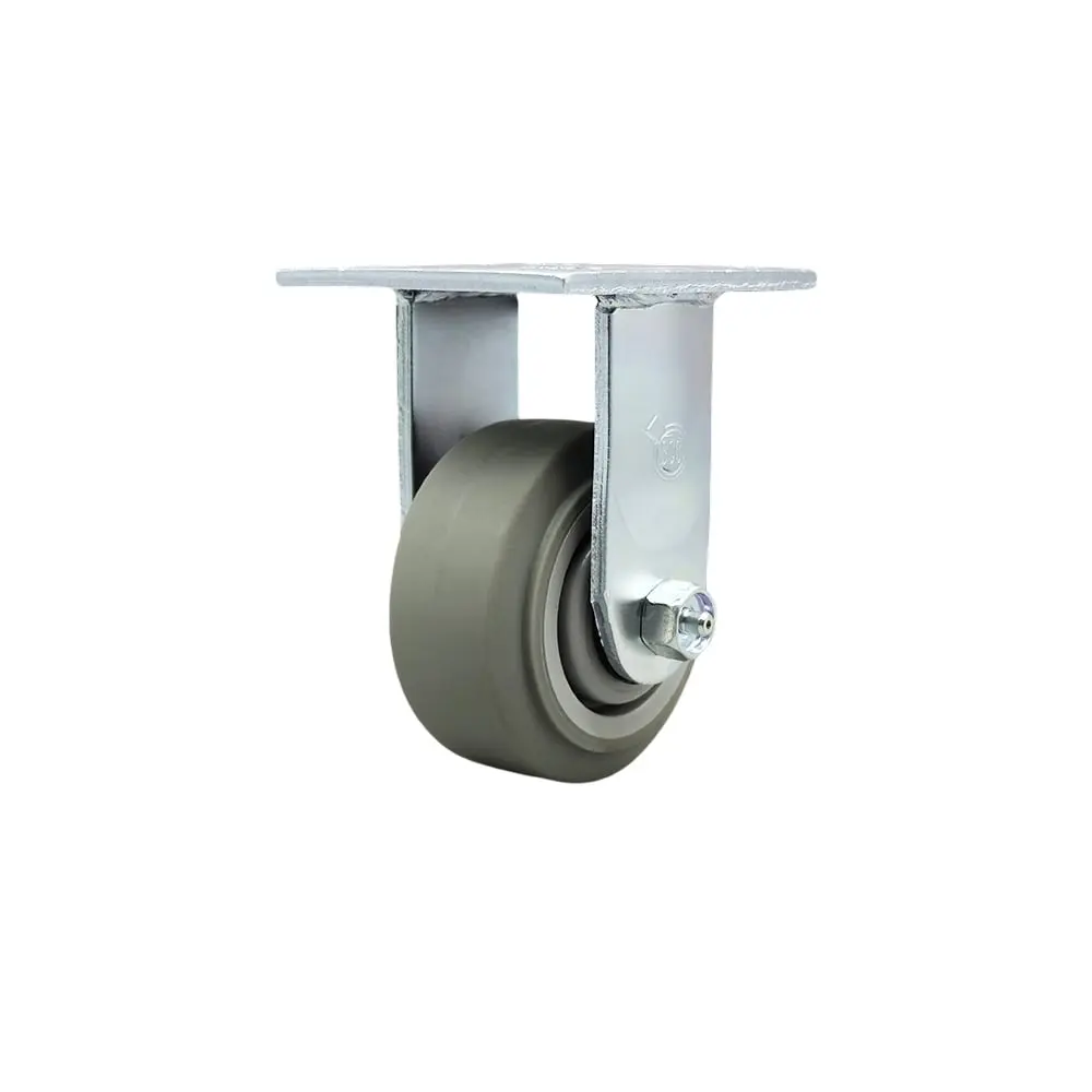 Service Caster SCC-30R420-TPRBF Heavy Duty Rigid Top Plate Caster with 4 in. Thermoplastic Rubber Flat Tread Wheel & Ball Bearings - 300 lbs Capacity per Caster