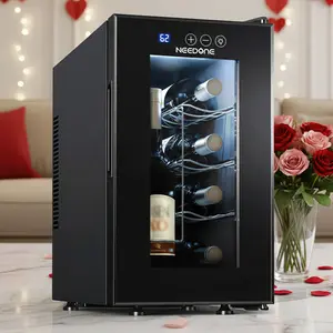 Wine Cooler Fridge, 8 Bottle Wine Chiller with Wine Rack/Lighting, Fast Cooling Thermoelectric Queit Wine Cabinet Cellar for Red White, Energy Efficient Gifts for Women Men