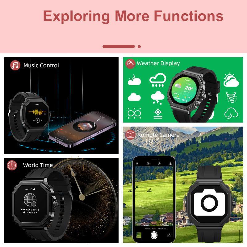 Heart Rate & Blood Oxygen Monitoring, Multi-Sport Modes, Bluetooth Smart Watch various app reminder hd fitness military smartwatch android waterproof band stylish minimalist design alloy case s320b