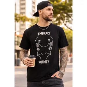 Embrace Whimsy Dancing Skeletons T-Shirt | Gothic Skeleton Illustration