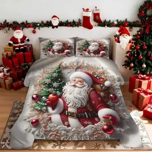 Whimsical Santa Claus Comforter Set, Festive Holiday Bedding Set with Intricate Snowflake Design, Cozy and Warm Quilt, Perfect for Christmas Bedroom Decorations and Winter Wonderland Themes, Includes 1 quilt, with 1 or 2 Pillowcase No Pillow Core