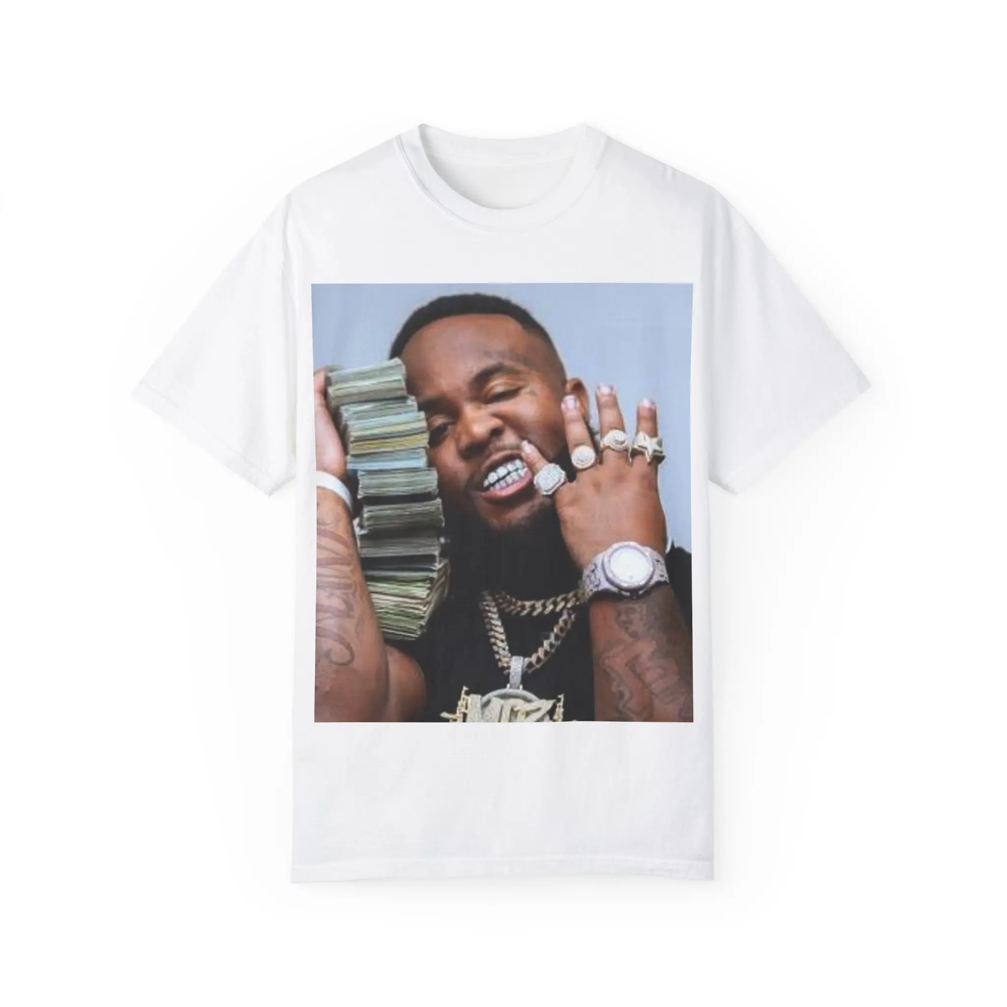 MO3 Graphic Short Sleeve T-Shirt, Unisex Hip-Hop Streetwear, Seamless Garment-Dyed Cotton Top with a Relaxed Fit, Shortsleeve, Menswear, Fabric, Knit, Soft