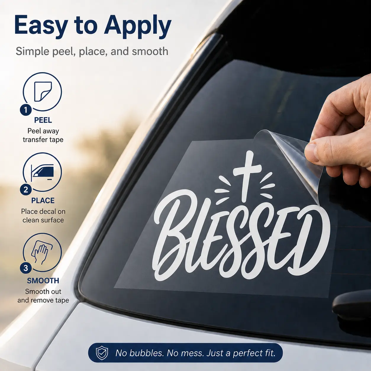 Blessed and Cross Car Premium Vinyl Decal