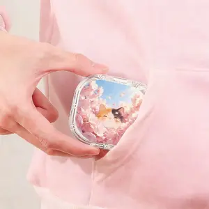 Cherry Blossom Flower Tricolor Cat Printed Retainer Box, Hot Sale Denture Storage Box, Full Scene Universal Orthodontic Retainer Box, Large Capacity Moisture Proof Drop Resistant Storage Box