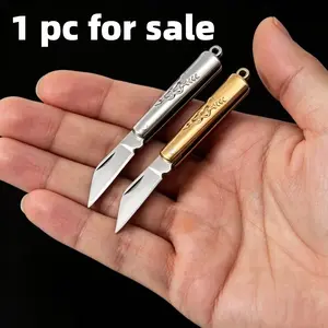 Brass Mini Pocket Knife, Portable Outdoor Folding Knife, Multi-Functional Keychain Blade, Sharp Tool for Fishing, Edc, Compact Design