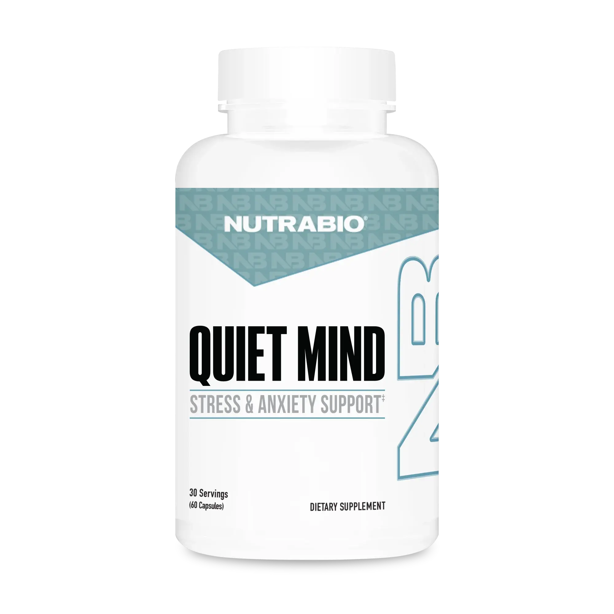 NUTRAbio Quiet Mind Natural Plant-Based Stress Aid Dietary Capsules - Natural Supplements, Brain Health Support, Calm Focus Support, 30 Servings