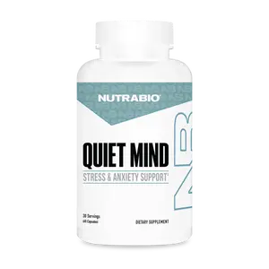 NutraBio Quiet Mind – Stress & Anxiety Support – Natural Stress Relief Formula – Supports Calm Focus & Emotional Well-Being – 30 Servings