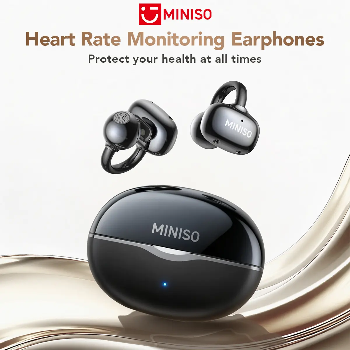MINISO MS503 Clip On Wireless Headphones with Bluetooth 6.0 for