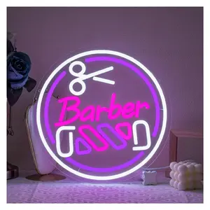 Sign Illuminated Barber Neon Sign For Wall Decor LED Lights For Barber Beauty Store Unique Decor USB Powered 33cmx33cm Sign Lamp