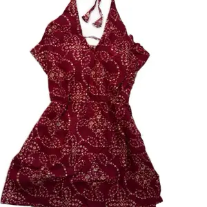 Halter Neck Short Kurti  with Floral Embroidery Perfect for Pairing with Jeans Leggings and Skirt