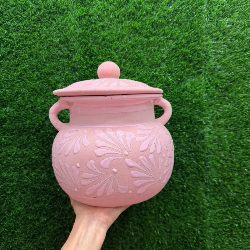 Clay Pot Relieve color Rosa Rosa 3.5 Litros Set 1 Piece. (Cielito Lindo).