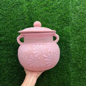 Clay Pot Relieve color Rosa Rosa 3.5 Litros Set 1 Piece. (Cielito Lindo).