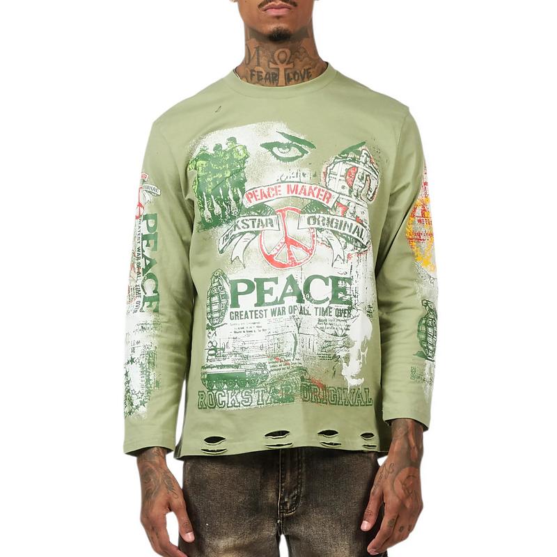 Saeko Olive Long Sleeve Graphic T-Shirt