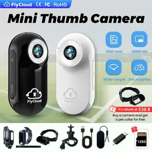 flycloud A100 128GB 1080P HD Ultra Small Mini Camera A100 Magnetic Portable Thumb Recorder LCD Screen long Battery TF Card Back Clip Cap Clip Bike Mount for Hands-Free POV Vlog Cycling Hiking Pet Parent-Child Sportslong