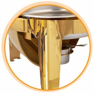 [FLASH SALE | ROVSUN ] 6 QT Roll Top Round Gold Chafing Dish Buffet Set with Visible Window