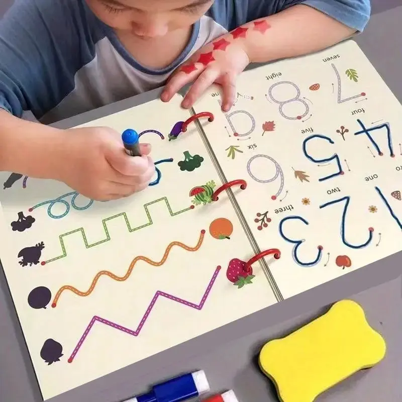 Magic Copybook Set with Random Color Accessories, 64 Pages Tracing Book, Educational Art Drawing Book, Durable Drawing Pad, Birthday Gift, Doodle Drawing Pen