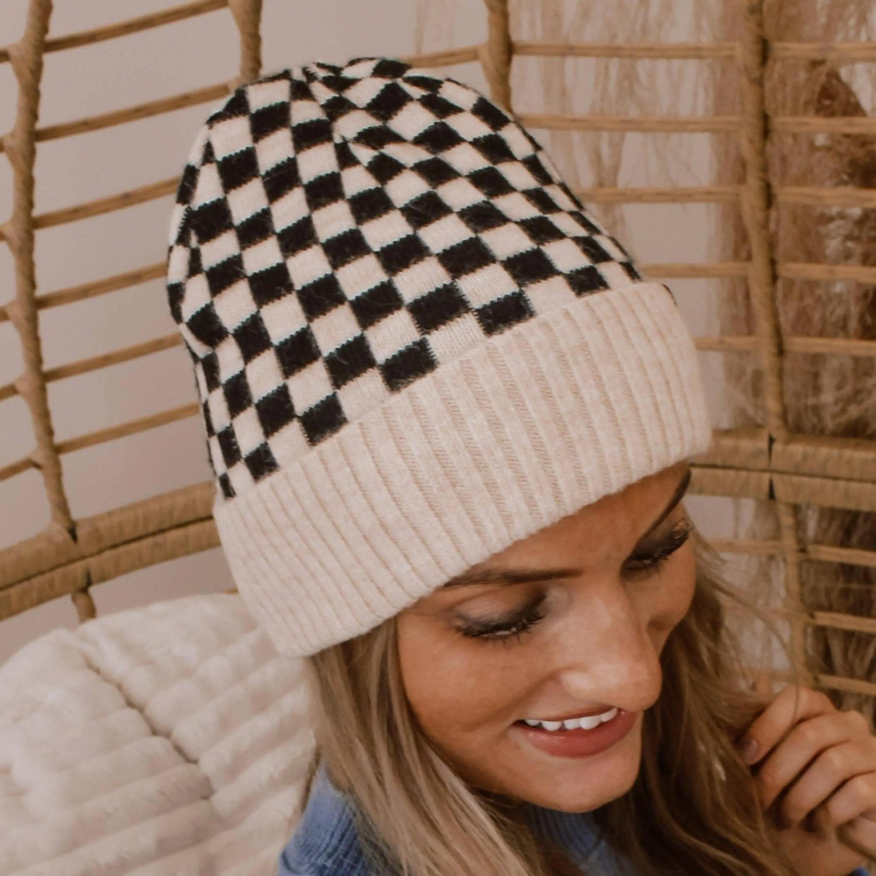 Truly Contagious CC Beanie Check Pattern Warm Hats