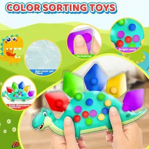 Toxic-Free Rainbow Dinosaur Learning Toy, Safe Color Sorting & Matching Game, Enhances Cognitive Skills, Develops DIY Hand-Eye Coordination