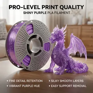 Gryddle PLA Purple Crystal 3D Printing Filament, Compatible with Bambu Lab, Creality, Ideal for Printing Vases, Lamps, Photo Frames, Gift Boxes, 1.75mm Diameter, Weight 1.1KG (2.43lbs)