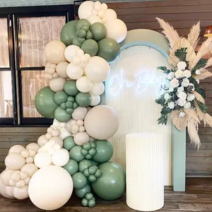 145 Piece Vintage Green Beige Balloon Arch Garland Set, Balloon Arch Kit, Balloon Arch Backdrop, Baby Shower Boy Birthday Party Decorations, Wedding Baptism Decoration