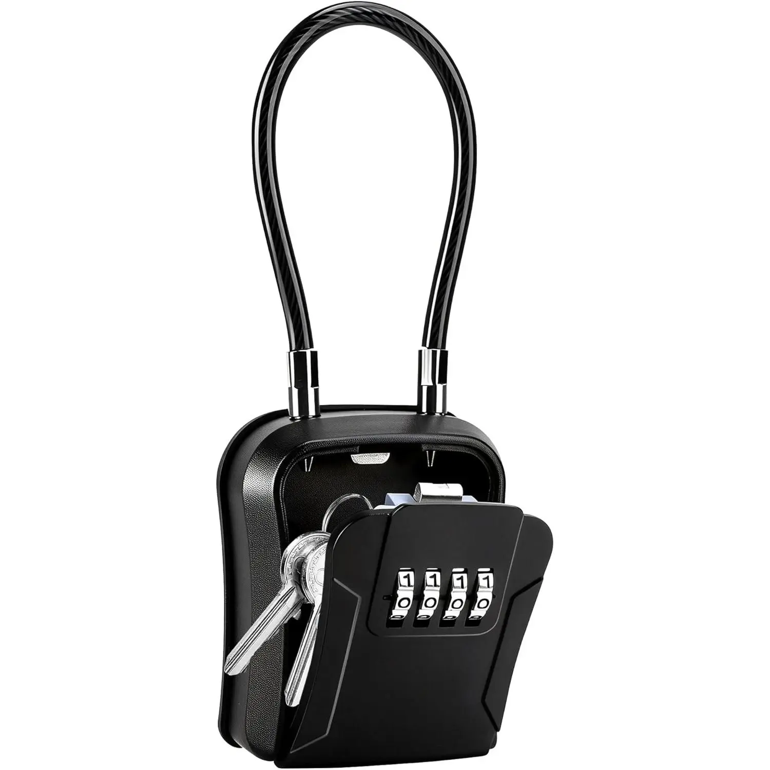 Key Lock Box,Portable  Lockbox with Removable Shackl, Wall-Mounted Key Storage Box, 4-Digit Combination Key Storage Lockbox for ,Office,Garage, Airbnb,Apartment (1 Pack,Black)