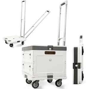 Rolling Crate with Wheels, Foldable Utility Cart with Adjustable Handle, Silent Rolling Design, 132 lbs Load Capacity --  for Teachers, Office, Groceries & Everyday Use