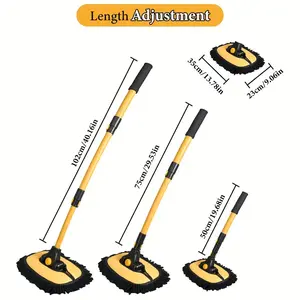 Bepatio Long Handle Car Wash Mop,15° Ergonomic Design Cleaning Brush with Telescopic Handle 43" Aluminum Alloy Long Rod Wash Mop For Washing Caravan Van Truck Boat RV Roof Soft Chenille Head Duster Clean Product Not Hurt Paint Scratch Free