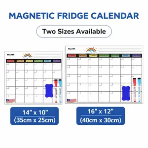 Colorful Magnetic Dry Erase Calendar for Fridge, Rainbow Design Monthly Planner Board with 2 Markers & Eraser, Reusable Family Schedule & Chore Chart for Kids & Kitchen Organization