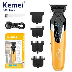 Kemei Hair Trimmer Electric Clippers Adjustable Clipper Professional Styling Machine, Rechargeable Hair Clipper, Wireless Cordless Km-1572, Lithium-Ion Battery