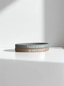 2 Pack- Small GOD IS FIRST Bracelet for Small Wrist I AM SECOND