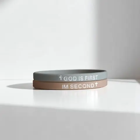 2 Pack- Small GOD IS FIRST Bracelet for Small Wrist I AM SECOND