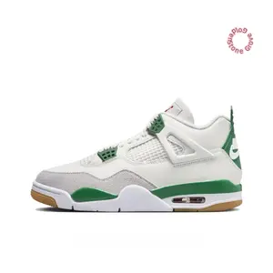 White and Green Suede-Mesh Mid-Top Basketball Shoes