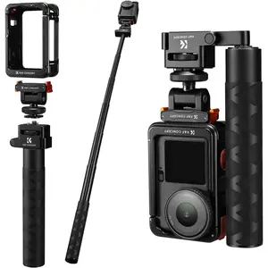 K&F CONCEPT Foldable Selfie Stick with Cage and Magnetic Quick Release Mount with Cold Shoe for Action 6