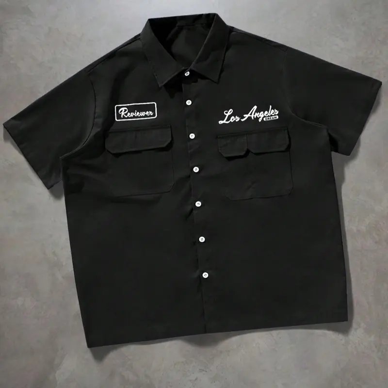 Men's Solid Pocket Short Sleeve Shirt, Button Up Pocket, Loose Casual Relaxed Fit Comfy Button Design Top for Daily Wear, Men's Clothes for Summer, Tropical, Casual Summer Style