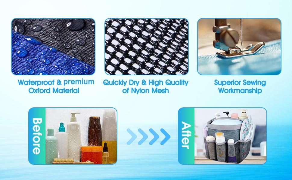 [New Deal] Mesh Shower Caddy Portable for College Dorm Room Essentials with 8 Pockets, Hanging Caddy Dorm Basket, Quick Dry Shower Bag for Bathroom