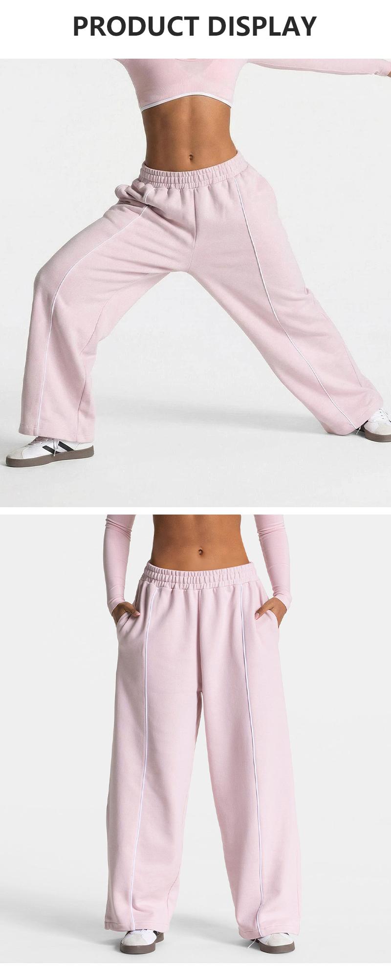 Womens Workout Straight Yoga Pants for Girls High Waist Wide Leg Sweatpants with Pockets Fashion Stretch Lounge Comfy Joggers Gym Pants